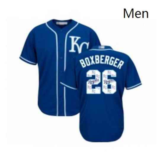 Mens Kansas City Royals 26 Brad Boxberger Blue Authentic Blue Team Logo Fashion Cool Base Baseball Jersey